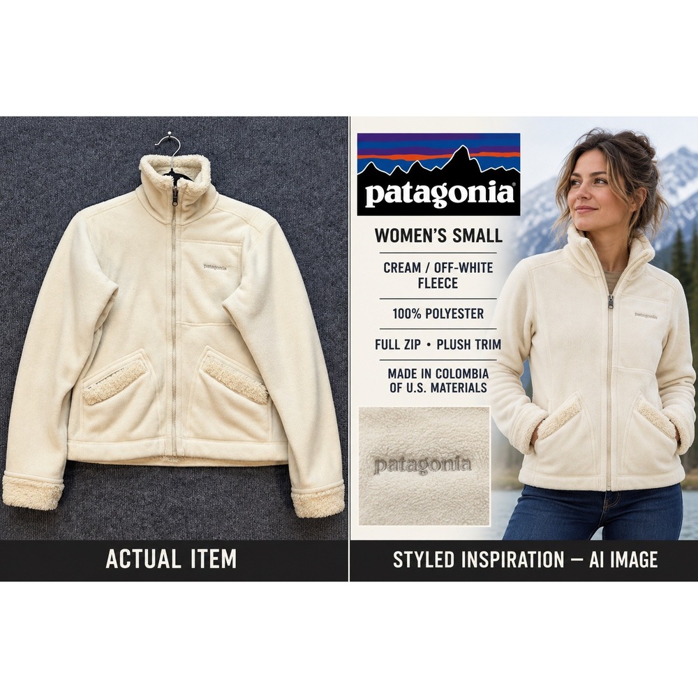 Patagonia Fleece Jacket Womens Full Zip Cream Small Excellent Gorpcore